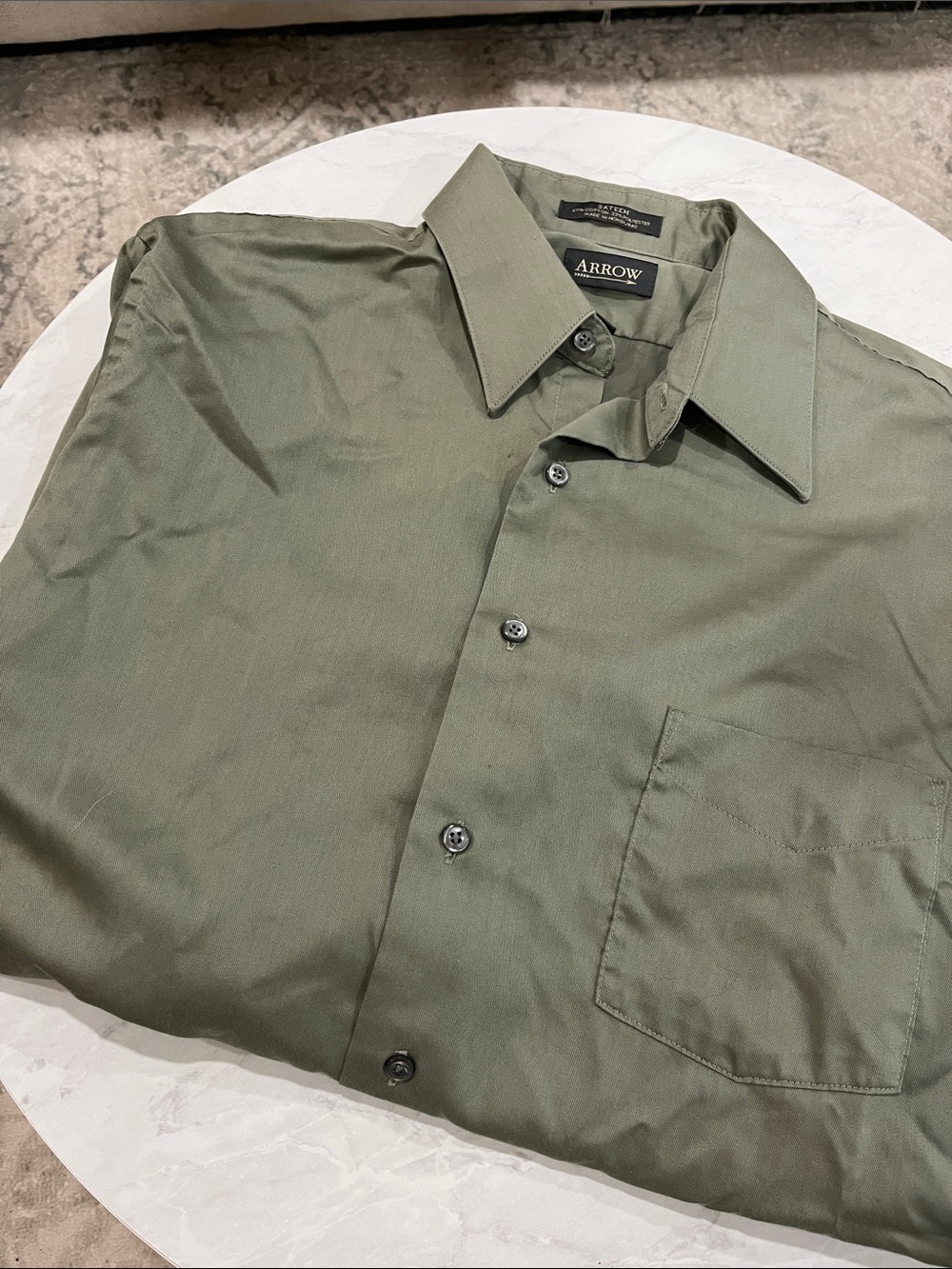 Arrow Men's Olive Dress Shirt with Pointed Collar